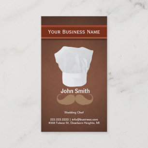 Chef hat and moustache Brown business card