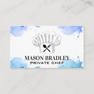 Chef Hat and Silverware Watercolor Business Card