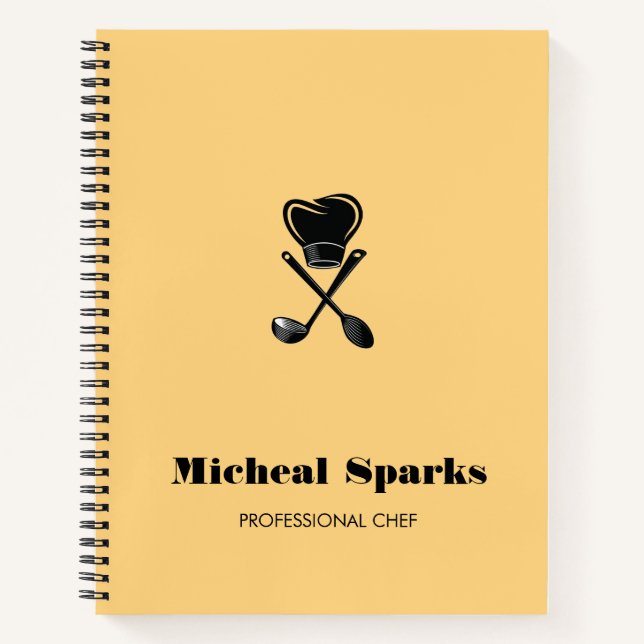 Chef hat and spoons silhouette beige notebook (Front)