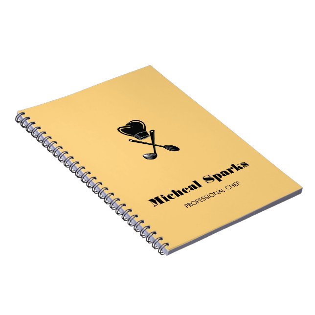 Chef hat and spoons silhouette beige notebook (Right Side)