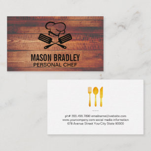 Chef Hat and Tools   Wood Business Card