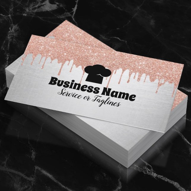 Chef Hat Cupcake Bakery Modern Drips Business Card (Creator Uploaded)