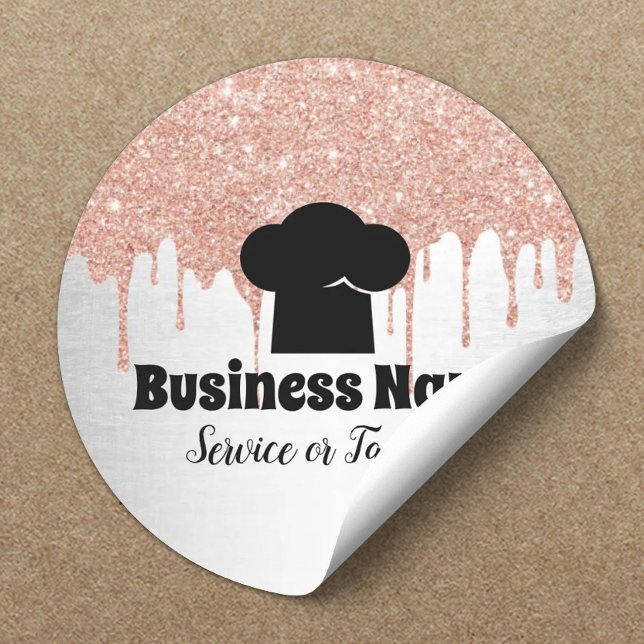 Chef Hat Cupcake Bakery Modern Drips Classic Round Sticker (Creator Uploaded)