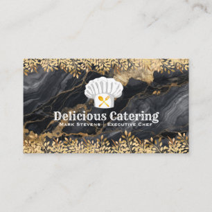Chef Hat Dinnerware   Gold Leaf Lux Marble Business Card