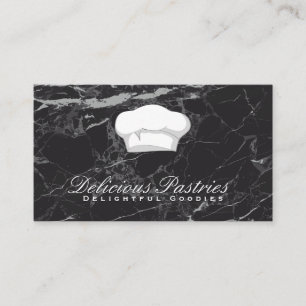 Chef Hat   Elegant Black Marble Business Card