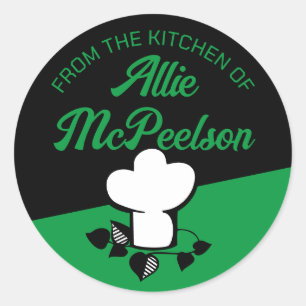chef hat herbs from the kitchen of personalised classic round sticker