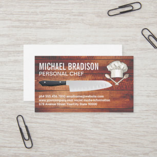 Chef Hat   Knife   Wood Business Card