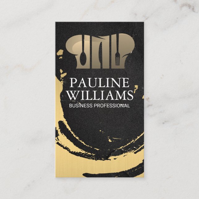 Chef Hat Logo | Kitchen Tools | Culinary Business Card (Front)