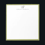 Chef Hat Logo Pepper Green Frame Notepad<br><div class="desc">Vintage sketched chef hat logo design with pepper stem green frame,  personalised with name,  notepad.  Text font style and colour can be customised.</div>