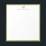 Chef Hat Logo Pepper Green Frame Notepad<br><div class="desc">Vintage sketched chef hat logo design with pepper stem green frame,  personalised with name,  notepad.  Text font style and colour can be customised.</div>