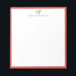 Chef Hat Logo Red Frame Notepad<br><div class="desc">Vintage sketched chef hat logo design with fiesta red frame,  personalised with name,  notepad.  Text font style and colour can be customised.</div>