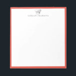 Chef Hat Logo Red Frame Notepad<br><div class="desc">Vintage sketched chef hat logo design with fiesta red frame,  personalised with name,  notepad.  Text font style and colour can be customised.</div>