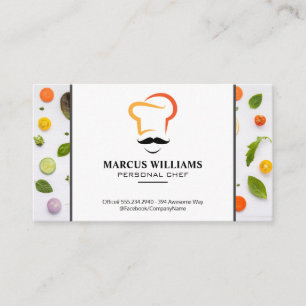 Chef Hat Logo Vegetable Pattern Business Card