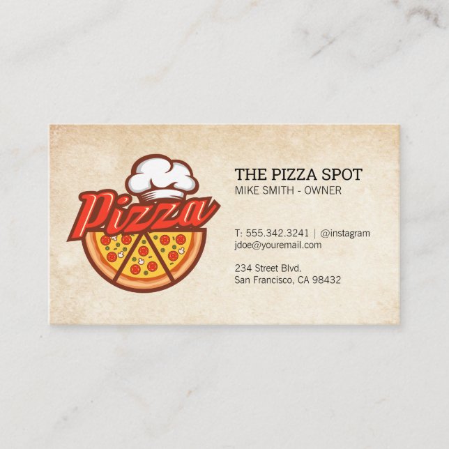 Chef Hat Pizza Slices Business Card (Front)