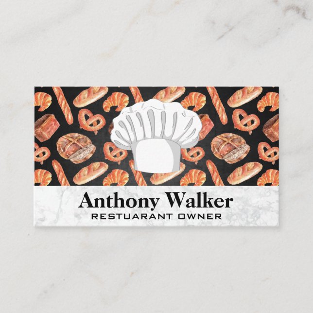 Chef Hat | Pretzels and Bread Business Card (Front)