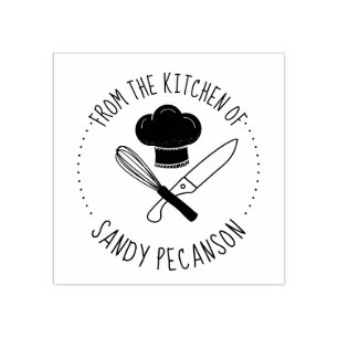 Chef hat utensils personalised from the kitchen of rubber stamp