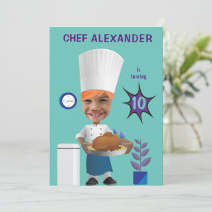 Chef Head in Hole 🎉 Funny Cook  Birthday  Invitation