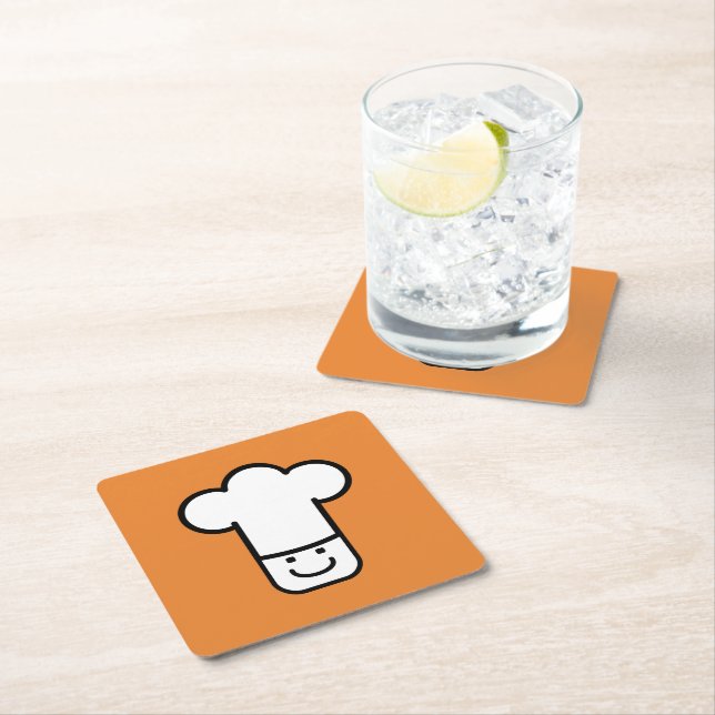 Chef Head Square Paper Coaster (Insitu)