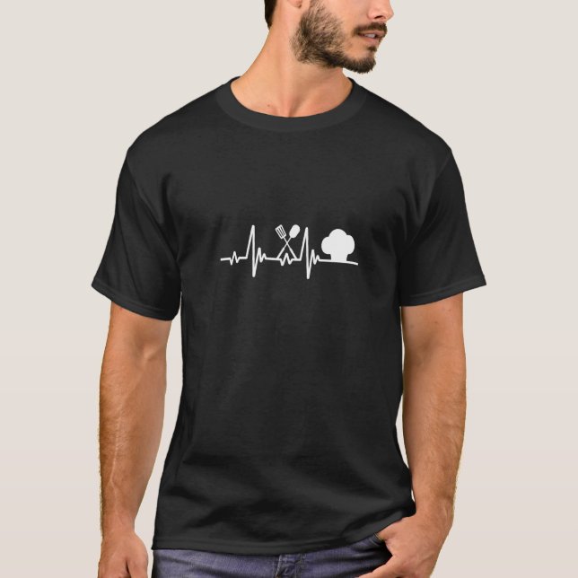 Chef Heartbeat  Culinary Chef Baker T-Shirt (Front)