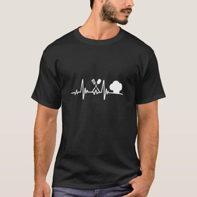 Chef Heartbeat  Culinary Chef Baker T-Shirt (Front)