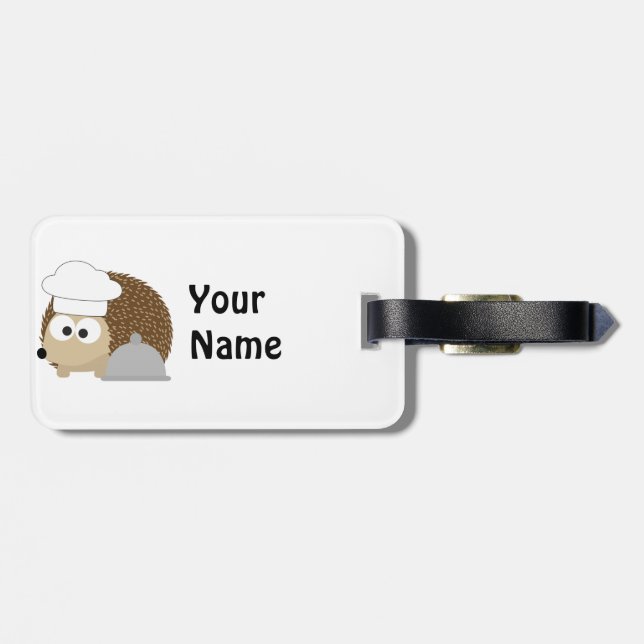 Chef Hedgehog Luggage Tag (Back Horizontal)