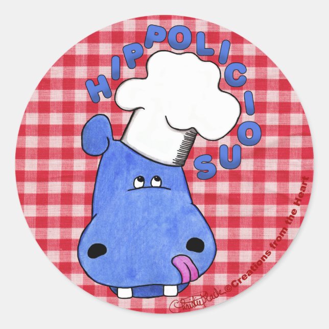 Chef Hippo- Hippolicious Classic Round Sticker (Front)