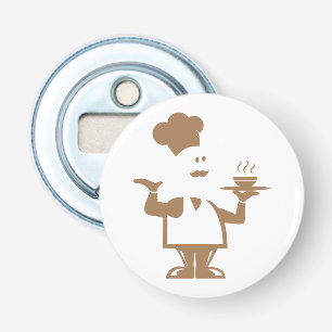 Chef holding a bowl of soup bottle opener