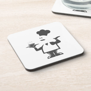 Chef holding a bowl of soup coaster