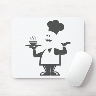 Chef holding a bowl of soup mouse pad