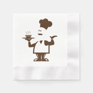 Chef holding a bowl of soup napkin