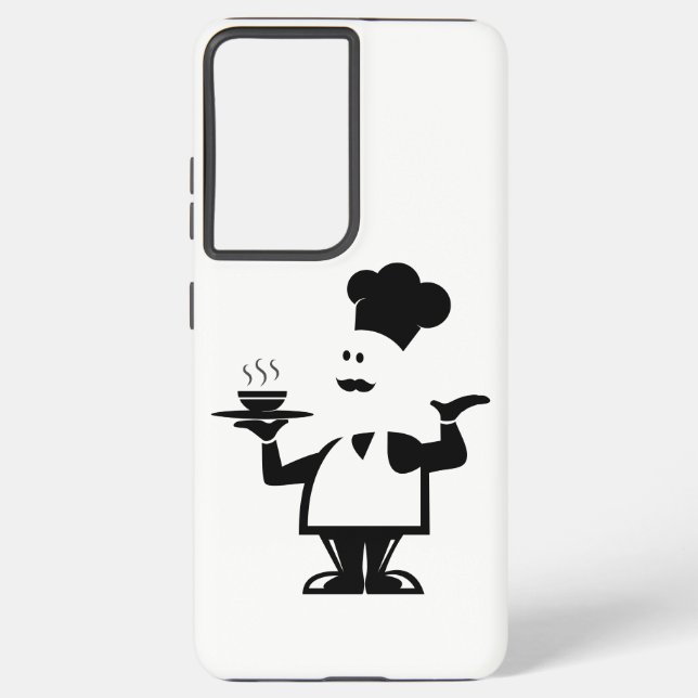 Chef holding a bowl of soup samsung galaxy s21+ case (Back)