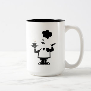 Chef holding a bowl of soup Two-Tone coffee mug