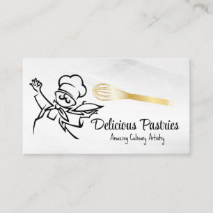 Chef Holding Serving Tray   Whisk Business Card
