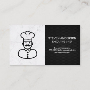 Chef Icon   Marble and Black Mesh Business Card