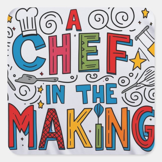 Chef in the making square sticker (Front)
