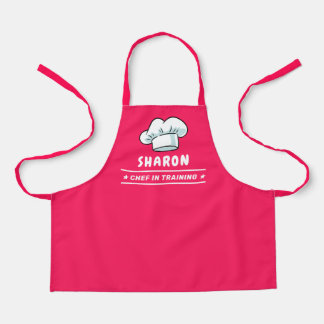 Chef in Training Chef Hat Logo For Kids Girly Pink Apron