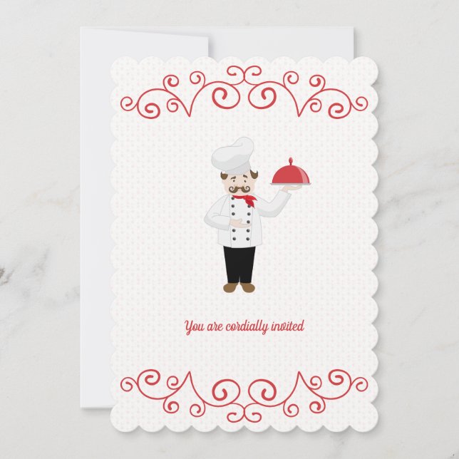 Chef Inspired Formal Dinner Scalloped Invitation (Front)