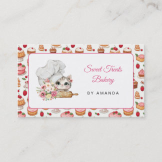 Chef Kitten Bakery Pink Business Card