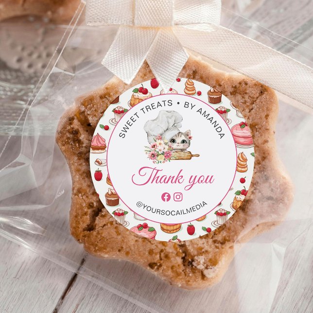 Chef Kitten Bakery Thank you Classic Round Sticker (Creator Uploaded)