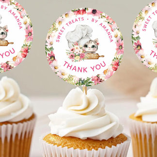 Chef Kitten Bakery Thank you Classic Round Sticker