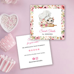 Chef Kitten Bakery Thank you Square Business Card