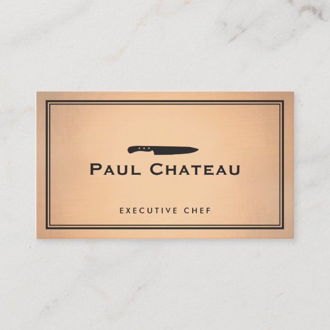 Chef Knife Catering Restaurant copper Business Card (Front)