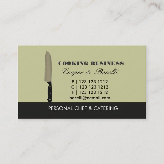 Chef  Knife Catering  Sharp Cooking Knife Business Card (Front)