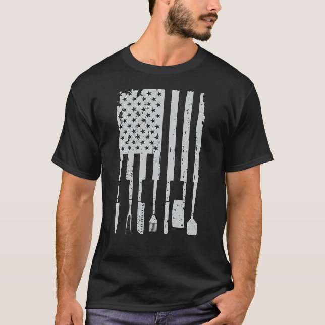Chef Knife Cook Culinary Knives American Flag Gift T-Shirt (Front)