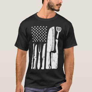 Chef Knife Flag USA Patriotic Cook Flag T-Shirt