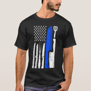 Chef Knife Flag  USA Patriotic Cook Flag T-Shirt