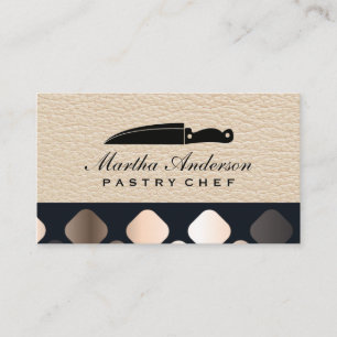Chef Knife   Leather Metallic Pattern Business Card