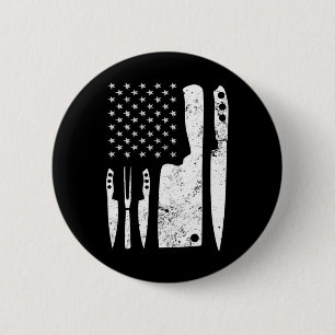 Chef Knife Patriotic Easter Us Flag  6 Cm Round Badge