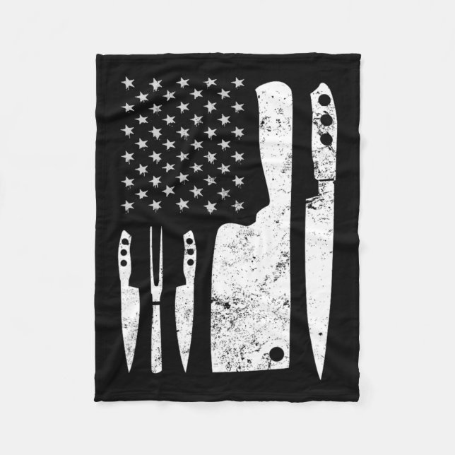 Chef Knife Patriotic Easter Us Flag  Fleece Blanket (Front)
