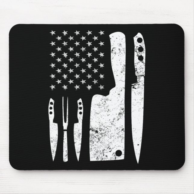 Chef Knife Patriotic Easter Us Flag  Mouse Pad (Front)